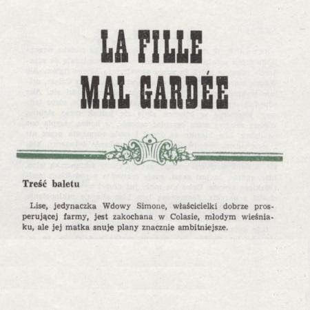 Treść baletu „La fille mal gardée”/ „Córka źle strzeżona” Ferdinand Hérold 1977-04-17