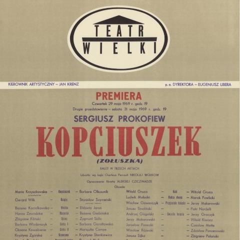 Afisz premierowy.”Kopciuszek” Sergiusz Prokofiew 1969-05-29