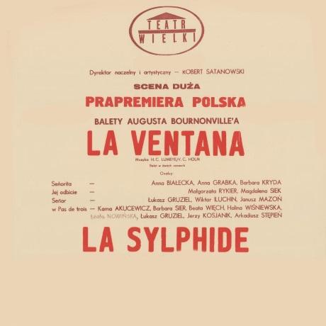 Afisz premierowy „La Ventana" i „La Sylphide"  1984-03-03, 1984-03-04
