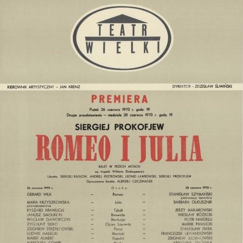 Afisz premierowy „Romeo i Julia” Siergiej Prokofiew 1970-06-26