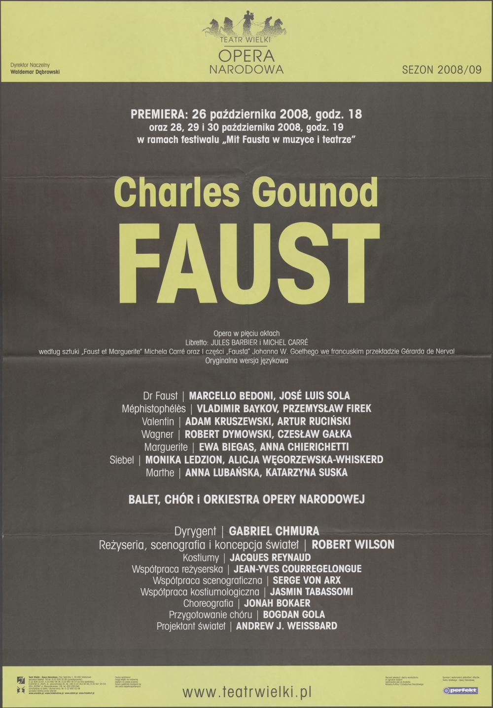 Afisz - „Faust” Charles Gounod 26-10-2008