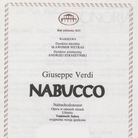 Wkładka obsadowa „Nabucco” Giuseppe Verdi 28-06-1992