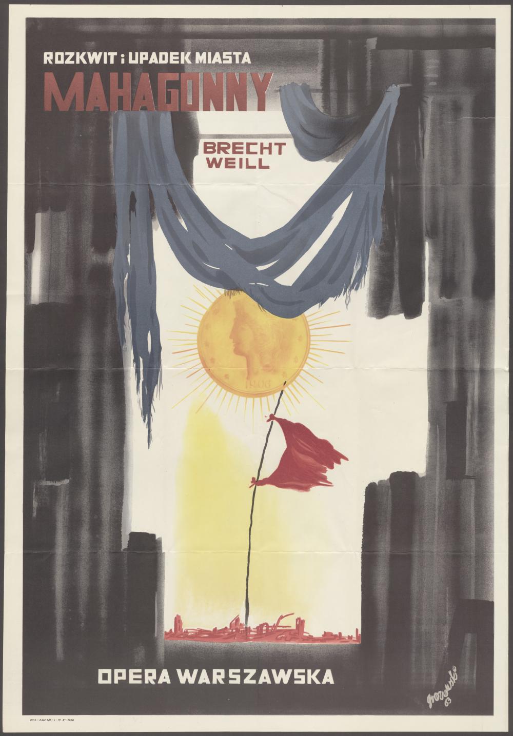 Plakat. „Rozkwit i upadek miasta Mahagonny” Kurt Weill 06-12-1963