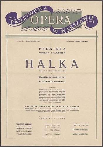 Afisz premierowy „Halka” Stanisław Moniuszko 31-05-1953
