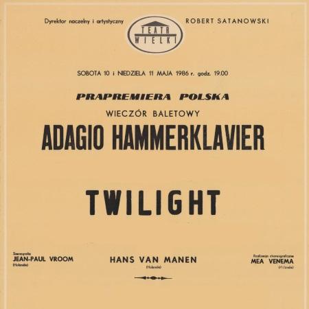 Afisz premierowy Adagio Hammerklavier / Twilight / Bal kadetów 1986-05-10