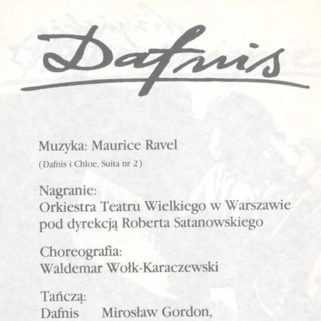 Program. „Dafnis” Maurice Ravel 1989-05-26