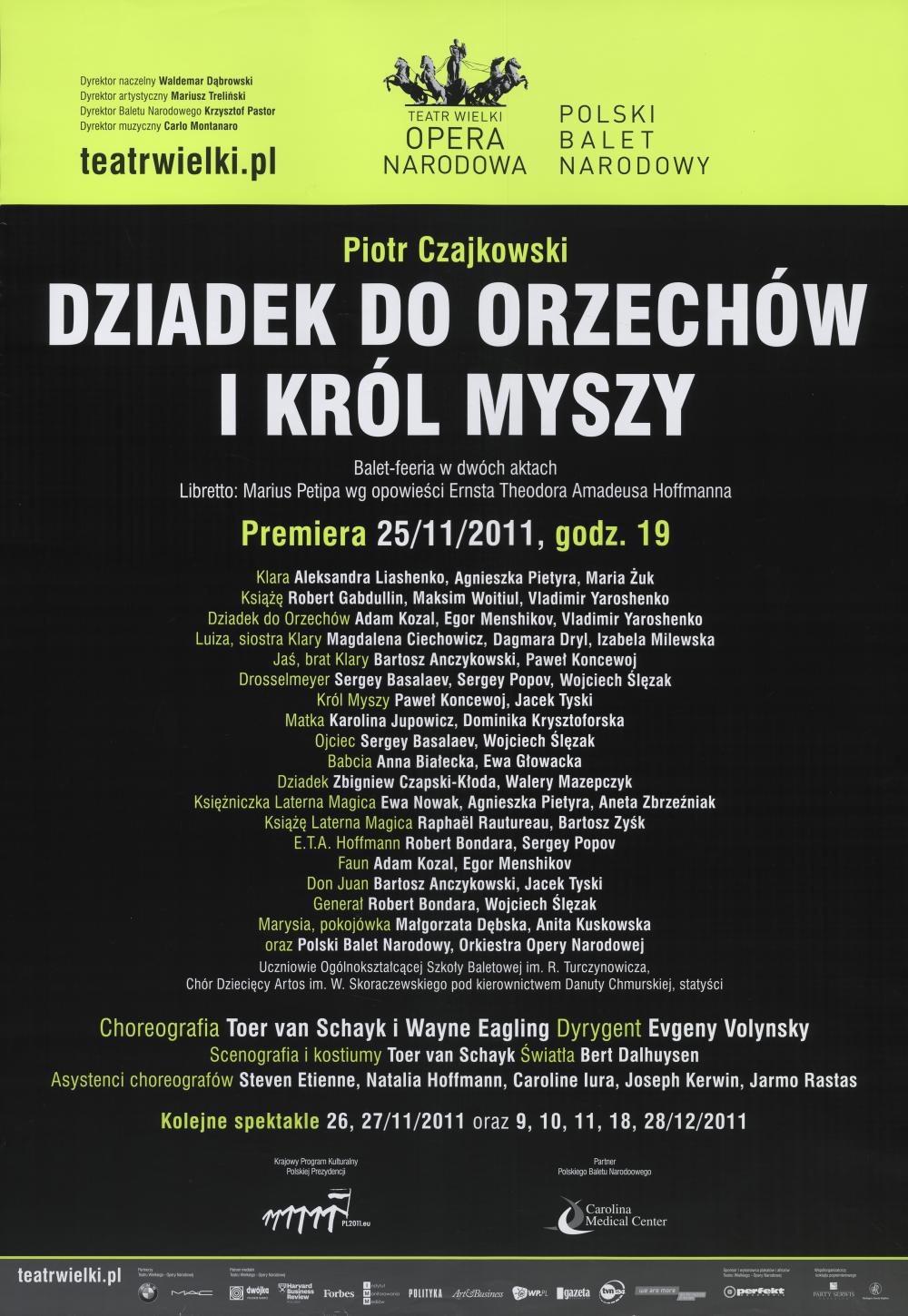 Afisz „Dziadek do orzechów i król myszy” Piotr Czajkowski / Toer van Schayk, Wayne Eagling,  premiera 2011-11-25