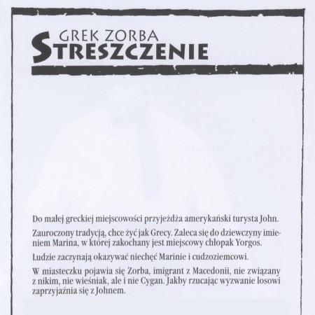 Program. „Grek Zorba” Mikis Theodorakis 1991-10-19