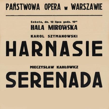 Afisz obsadowy „Harnasie” Karol Szymanowski 1952-07-12