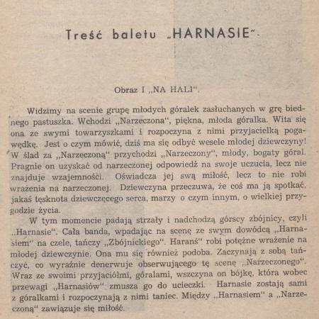 Program „Harnasie” Karol Szymanowski 1951-12-29