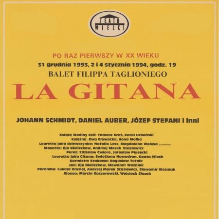 Afisz premierowy „La Gitana” Johann Schmidt, Daniel Auber, Józef Stefani 1993-12-31