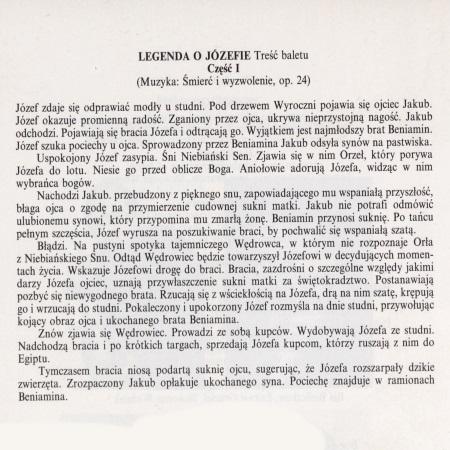 Program „Legenda o Józefie” Richard Strauss 1992-10-02