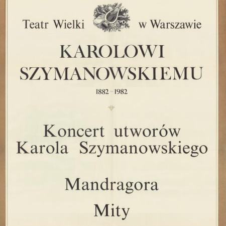 Plakat Mandragora / Mity / Harnasie / Król Roger 1982-11-16