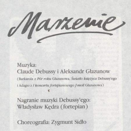 Program. „Marzenie” Claude Debussy, Aleksandr Głazunow 1989-05-26