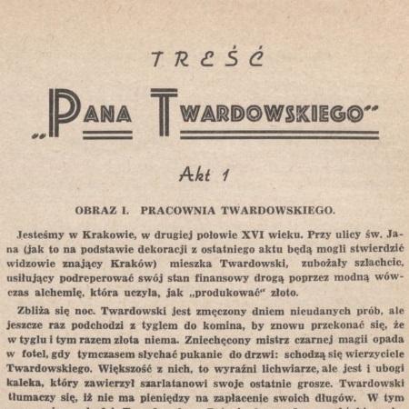 Treść baletu „Pan Twardowski” Ludomir Różycki 1951-02-16