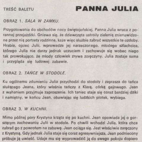 Program. „Panna Julia” Ture Rangstrom 1975-04-13