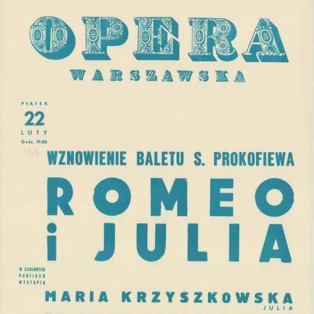 Afisz obsadowy „Romeo i Julia” Siergiej Prokofiew 1963-02-22