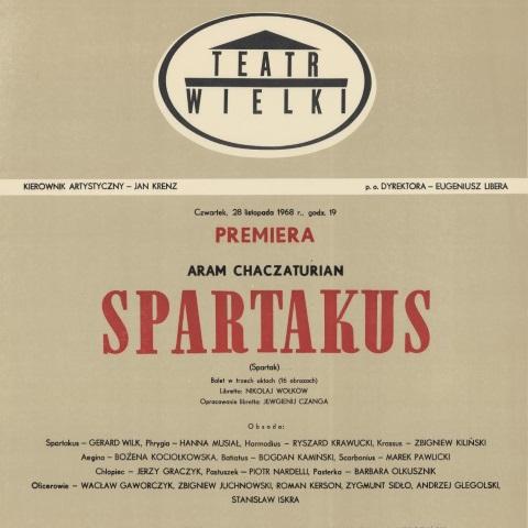 Afisz premierowy „Spartakus” Aram Chaczaturian 1968-11-28