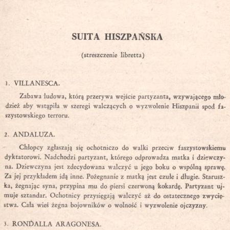Program „Suita hiszpańska” Enrique Granados 1953-11-09