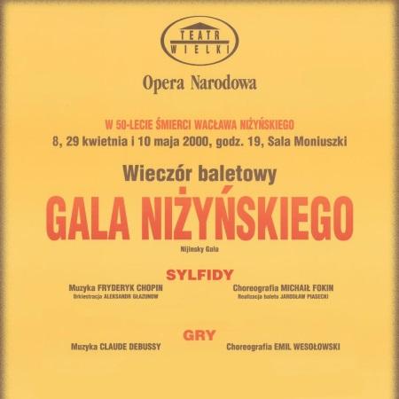 Afisz premierowy Gali Niżyńskiego: Sylfidy / Gry / Święto wiosny 2000-04-08