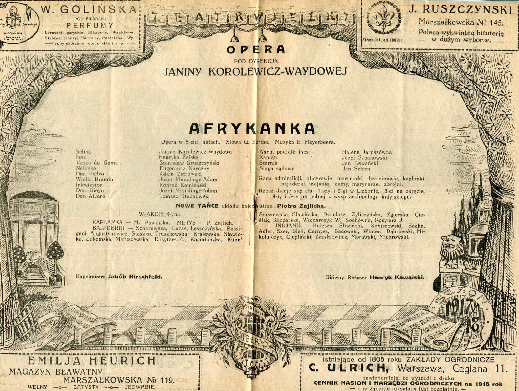 Program „Afrykanka” Giacomo Meyerbeer ok. 1918