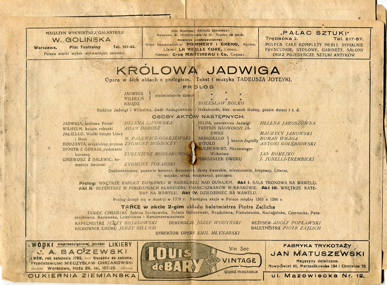 Program „Królowa Jadwiga” Tadeusz Joteyko 1927/28