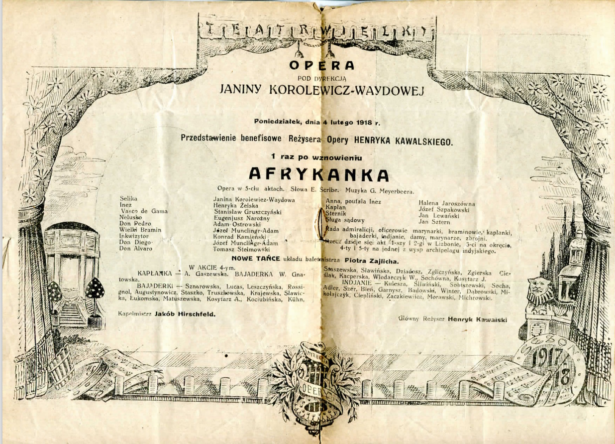 Program „Afrykanka” Giacomo Meyerbeer 1918-02-04