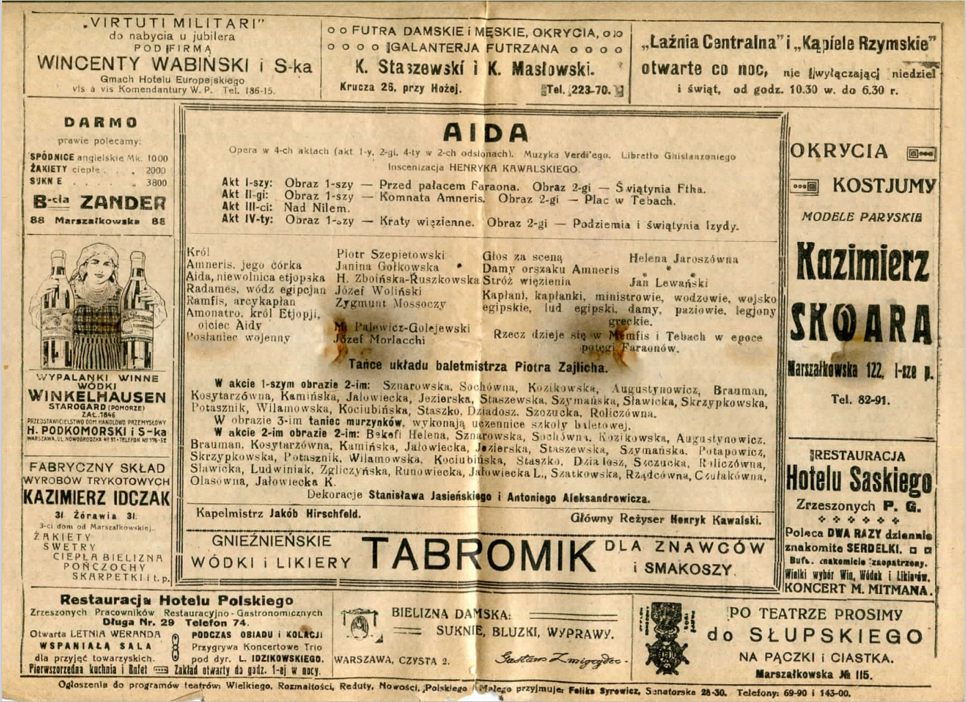 Program „Aida” Giuseppe Verdi 1920