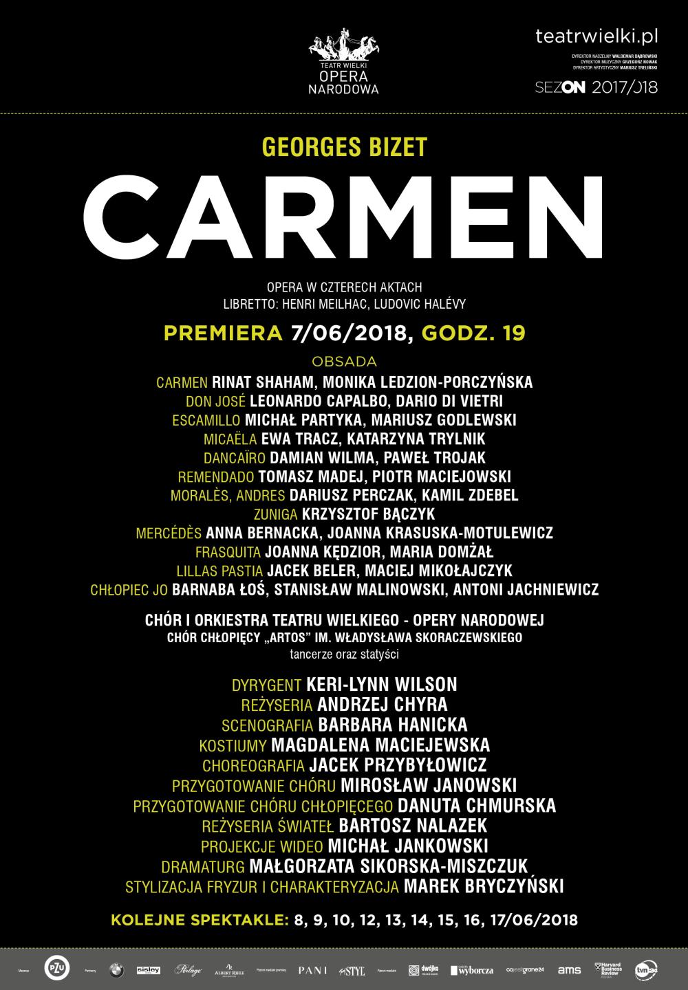 Afisz „Carmen” Georges Bizet premiera 2018-06-07