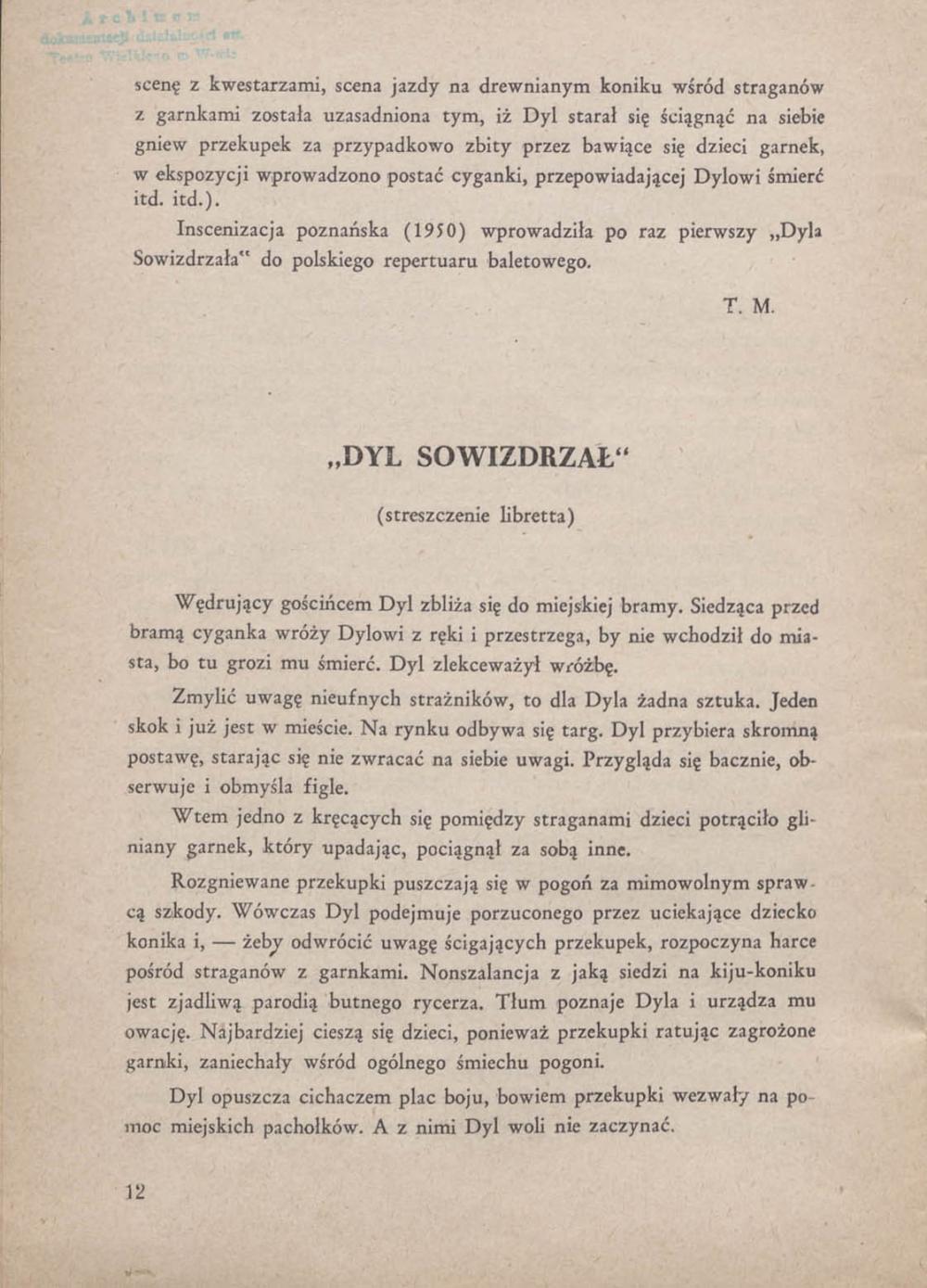 Program. „Dyl Sowizdrzał” Richard Strauss1953-11-09