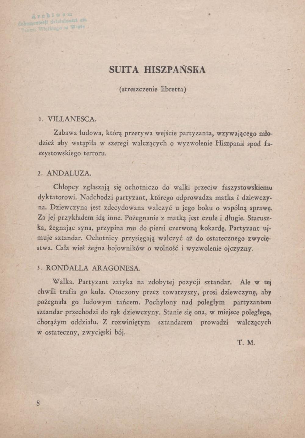 Program. „Suita hiszpańska” Enrique Granados 1953-11-09