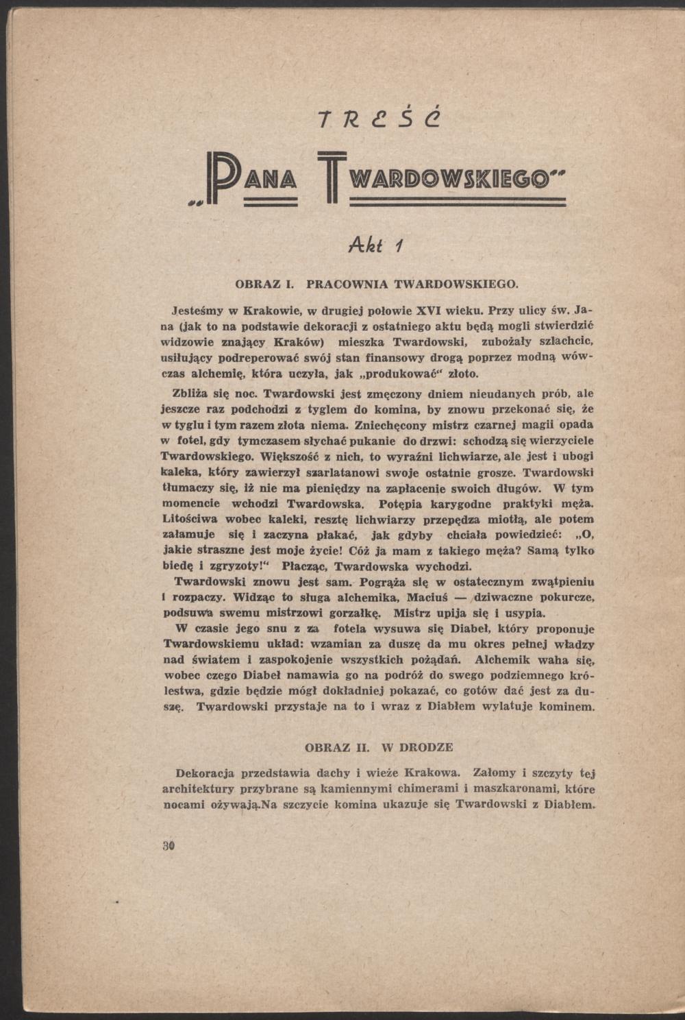 Program. „Pan Twardowski” Ludomir Różycki 1951-02-16