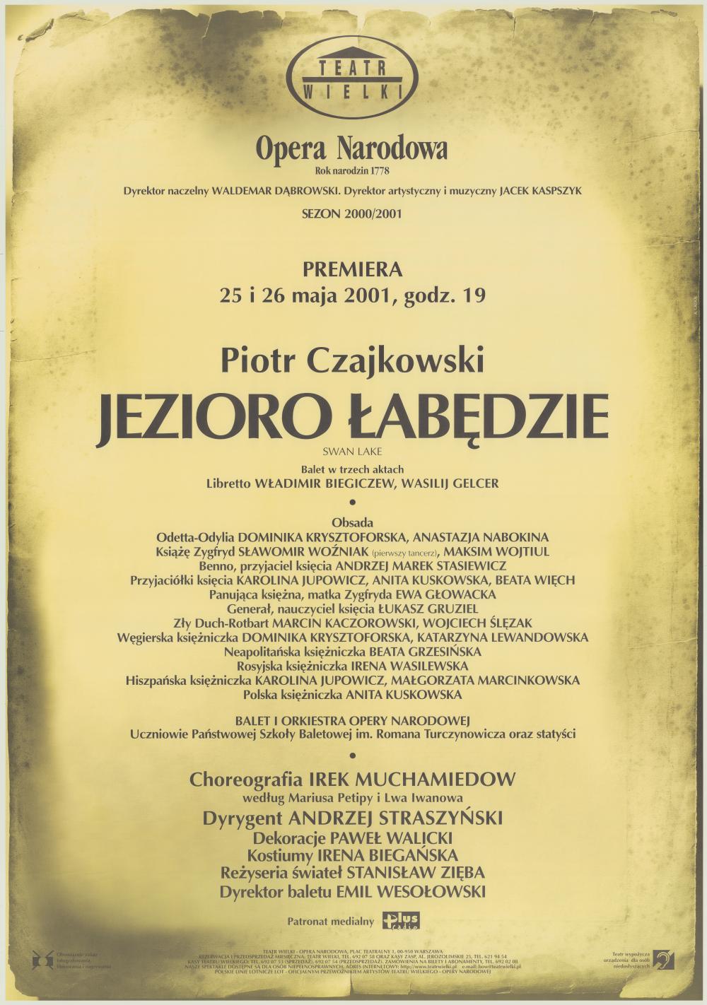 Afisz premierowy. „Jezioro łabędzie” Piotr Czajkowski 2001-05-25