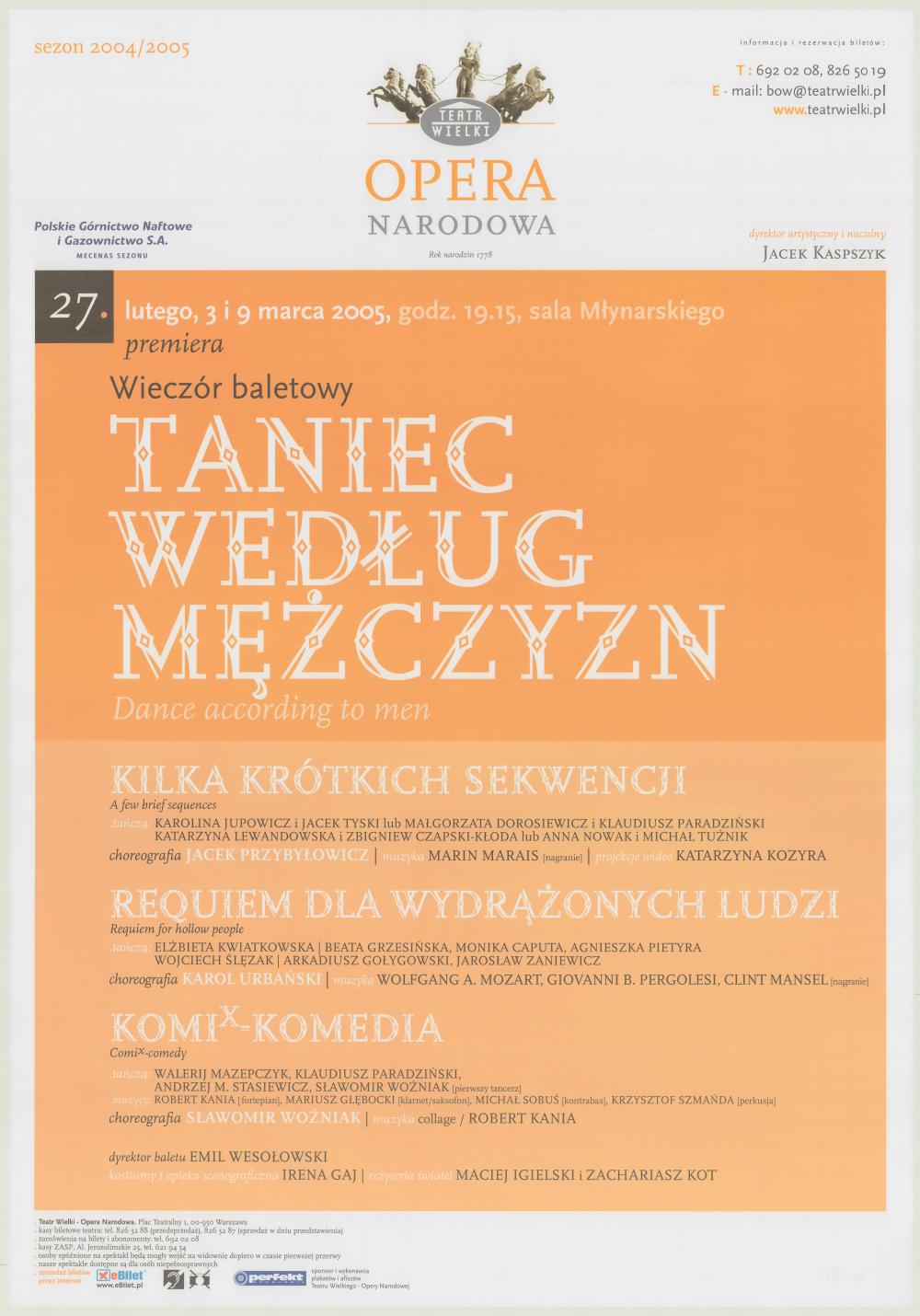 Afisz. „Kilka krótkich sekwencji” Marin Marais 2005-02-27