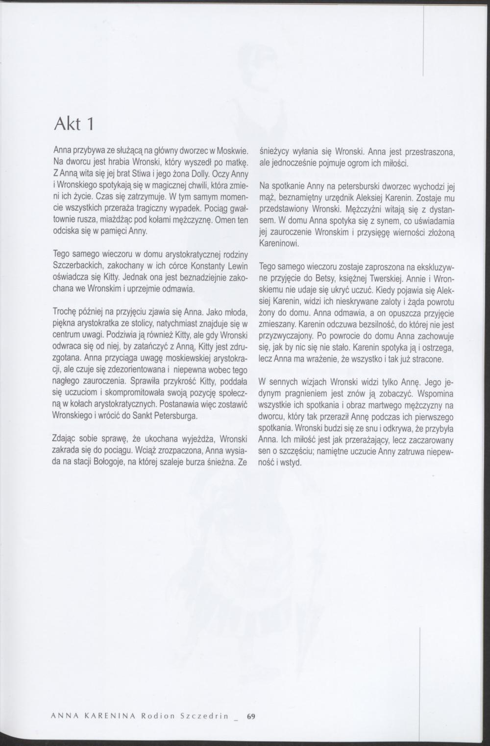 Program. „Anna Karenina” Rodion Szczedrin 2008-11-19