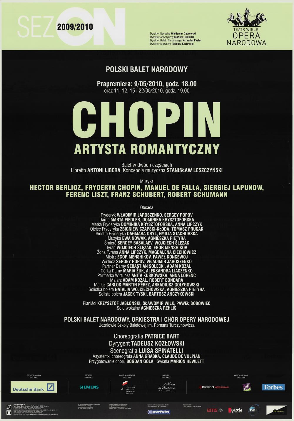 Afisz premierowy. „Chopin, artysta romantyczny” 2010-05-09