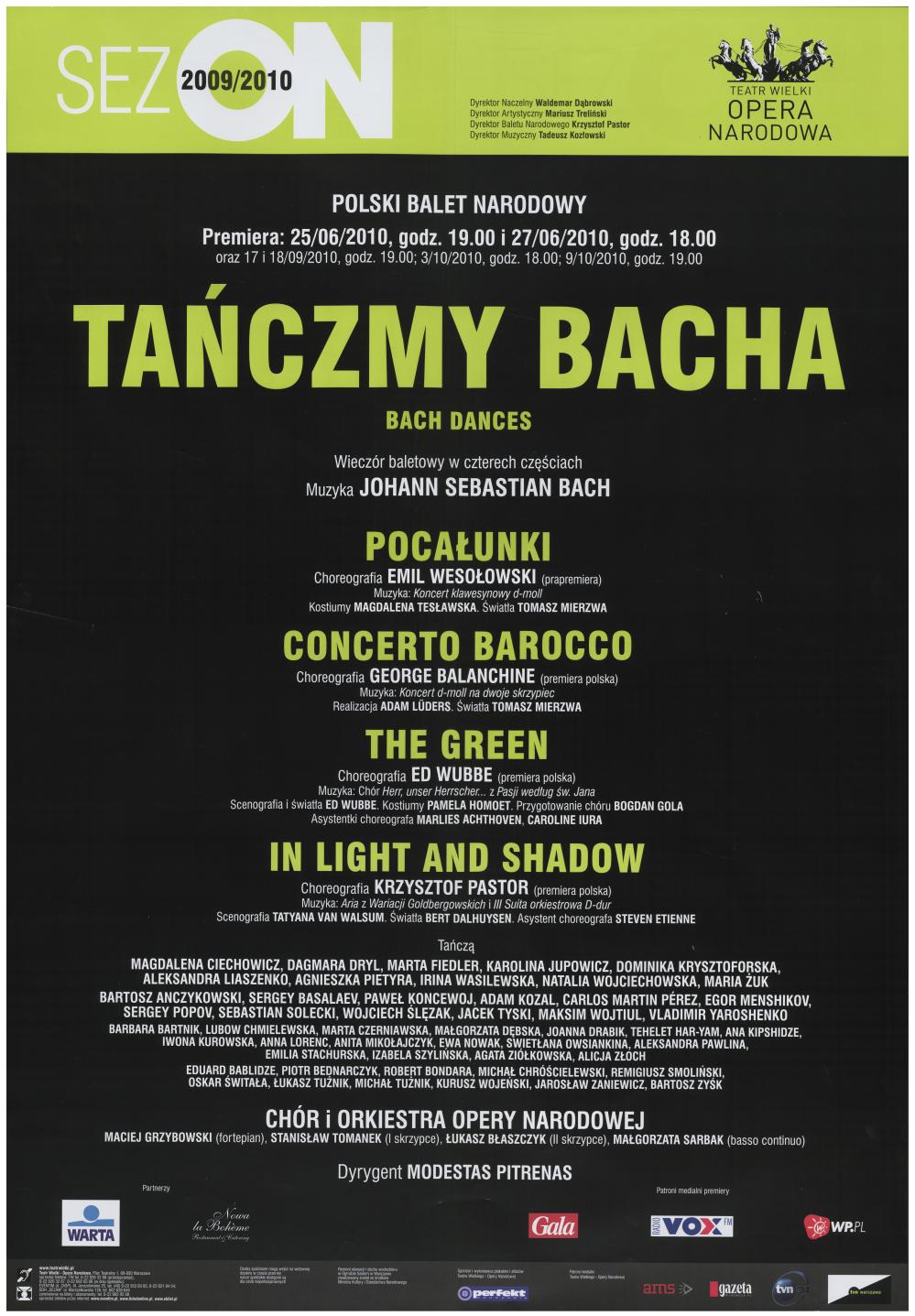 Afisz premierowy. „In light and shadow” Johann Sebastian Bach 2010-06-25
