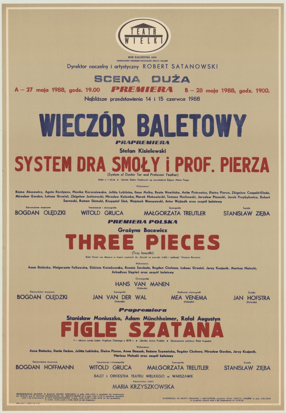 Afisz premierowy. „System dra Smoły i prof. Pieprza” Stefan Kisielewski 1988-05-27