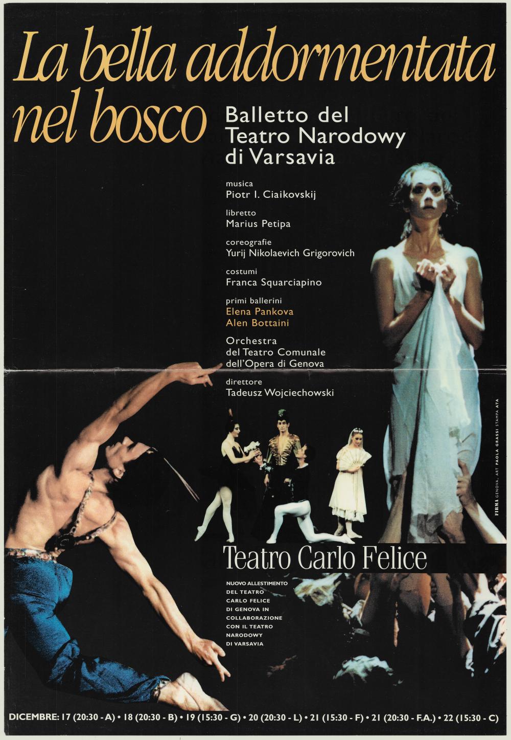 Afisz. „La bella addormentata nel bosco” Piotr I. Ciaikovskij 1996-12-17