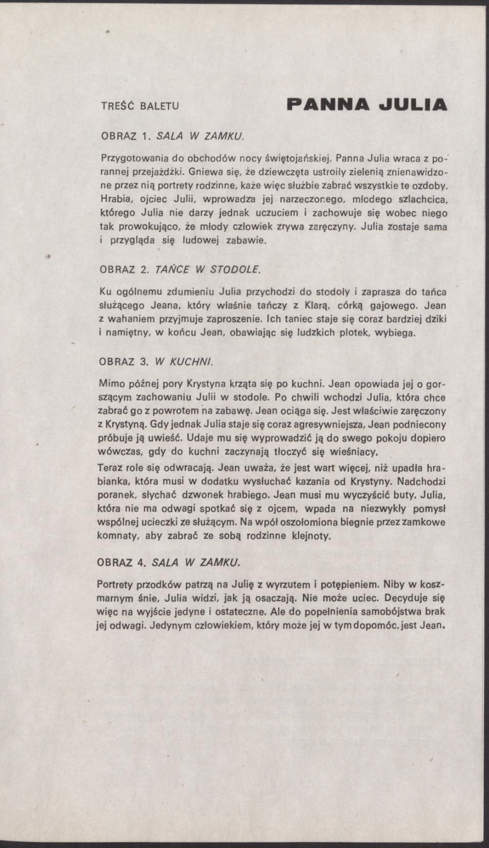 Program. „Panna Julia” Ture Rangstrom 1975-04-13