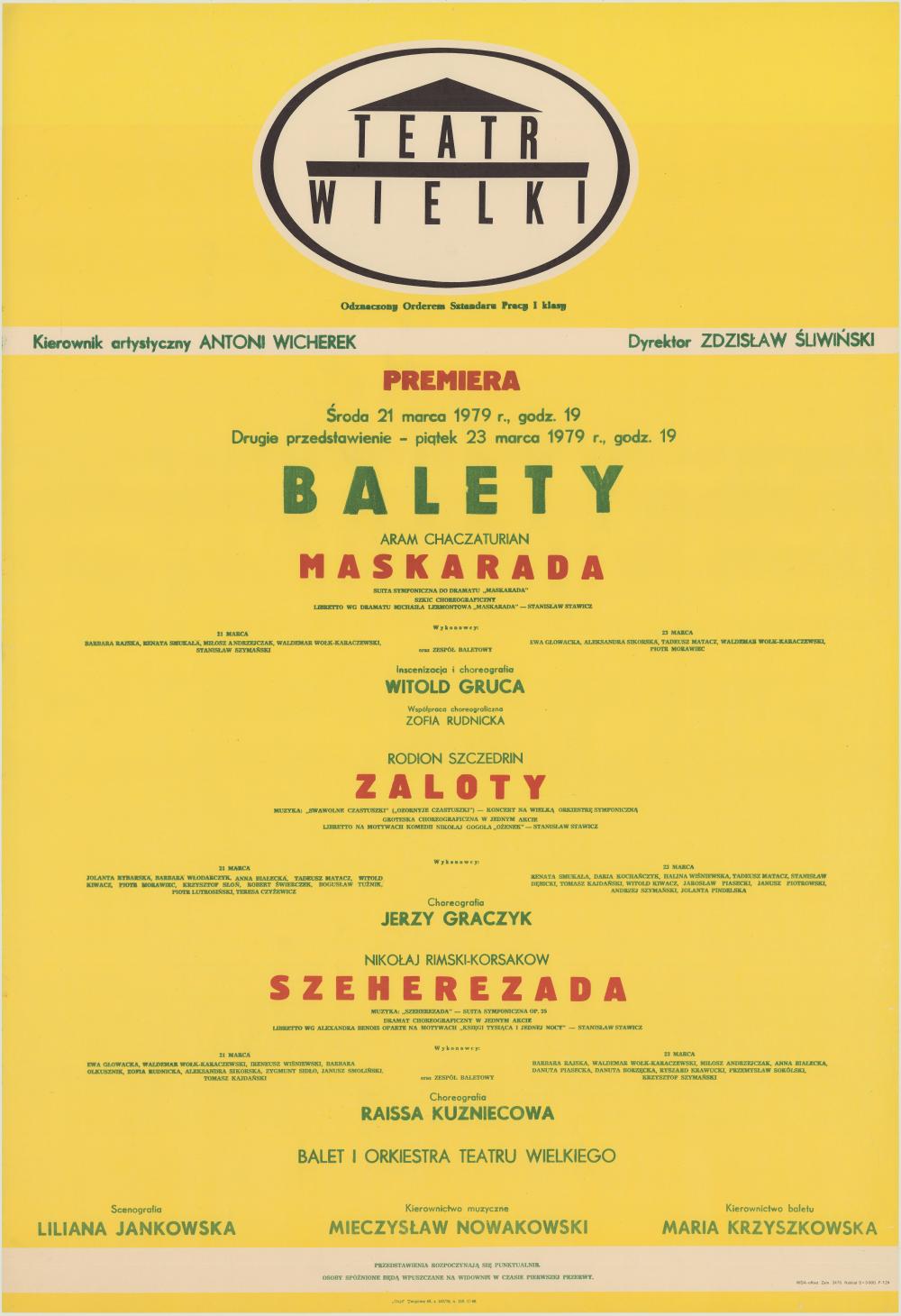 Afisz premierowy. „Maskarada” Aram Chaczaturian 1979-03-21