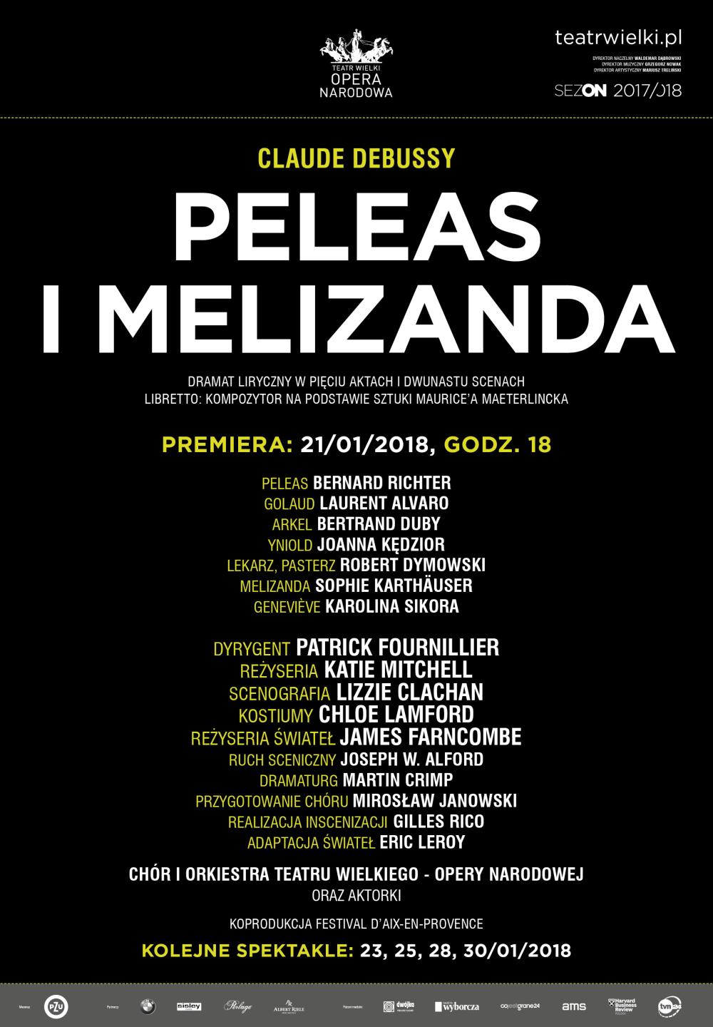 Afisz „Peleas i Melizanda” Claude Debussy premiera 2018-01-21