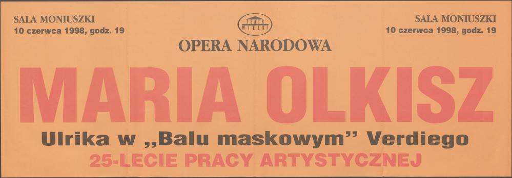 Sztrajfa. „Bal Maskowy” Giuseppe Verdi 10-06-1998. 25-lecie pracy artystycznej Marii Olkisz