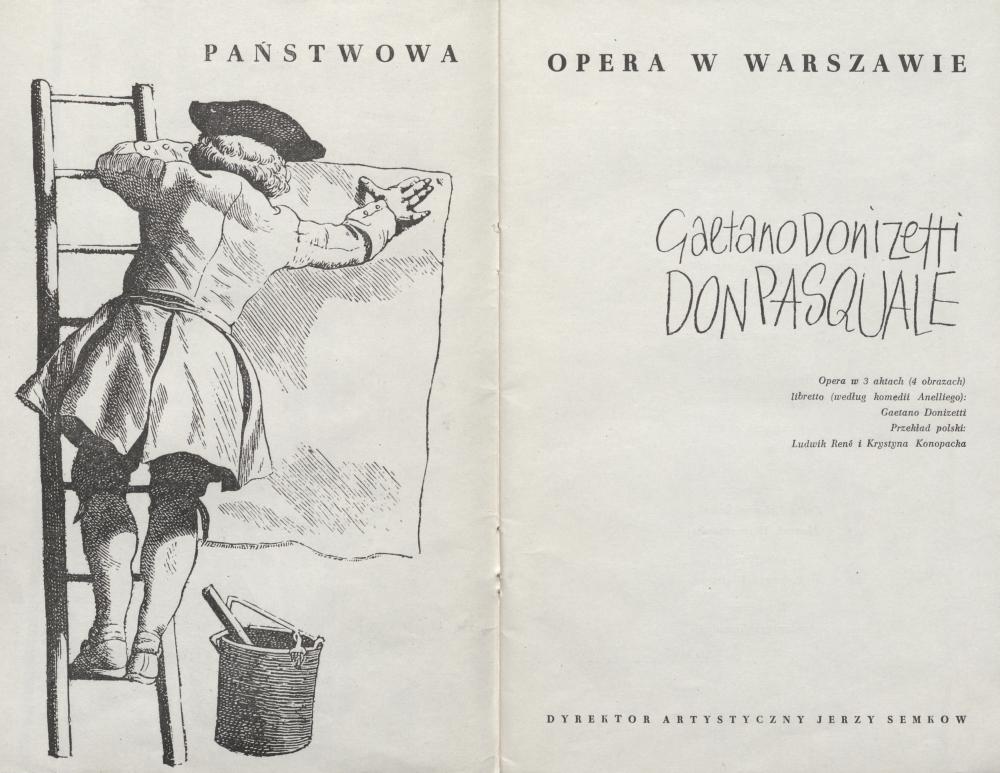 Program „Don Pasquale” Gaetano Donizetti 21-02-1961. Państwowa Opera w Warszawie