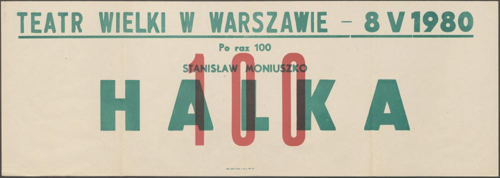 Sztrajfa „Halka” Stanisław Moniuszko 08-05-1980, 100 spektakl