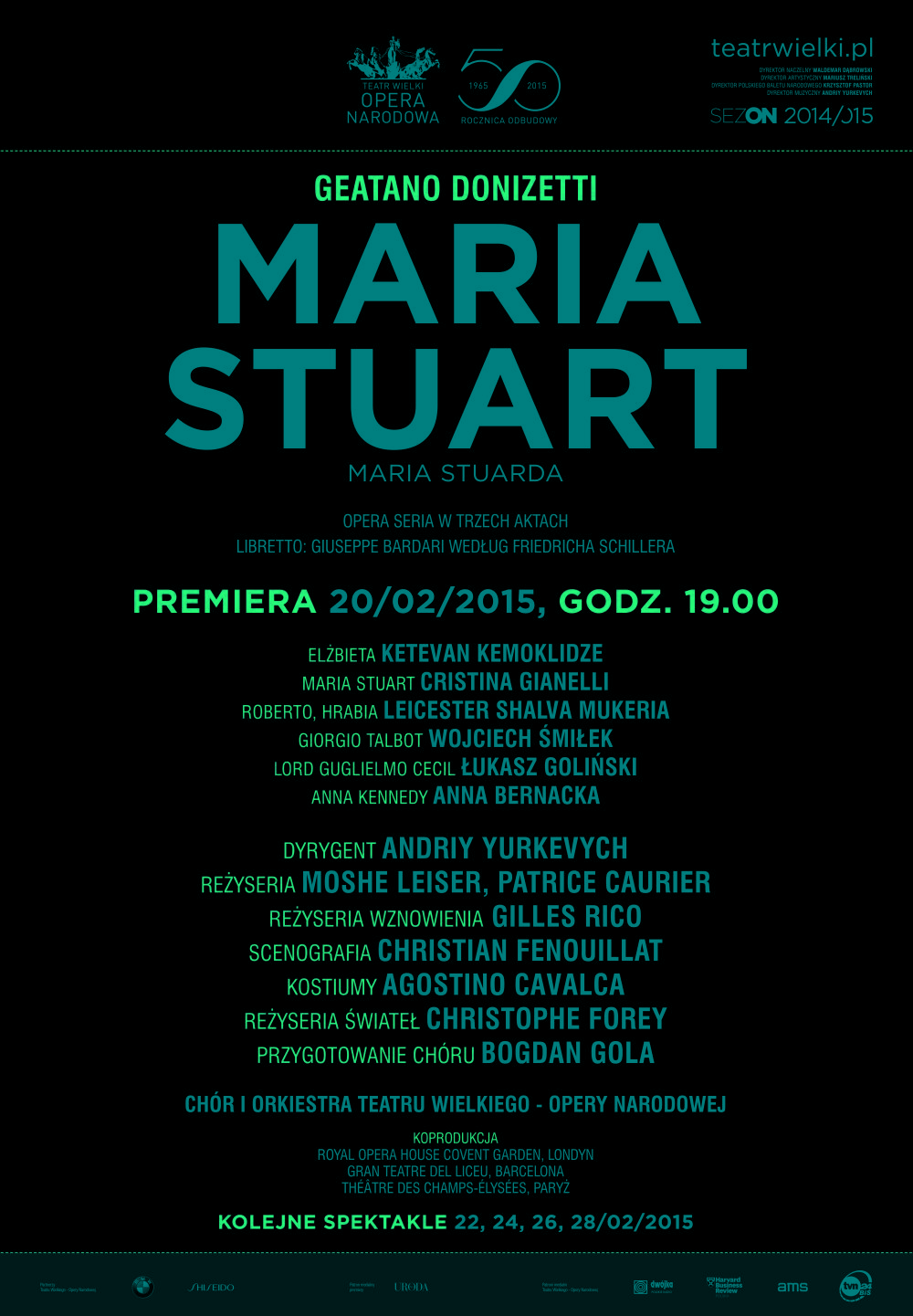 Afisz „Maria Stuart” Gaetano Donizetti premiera  2015-02-20