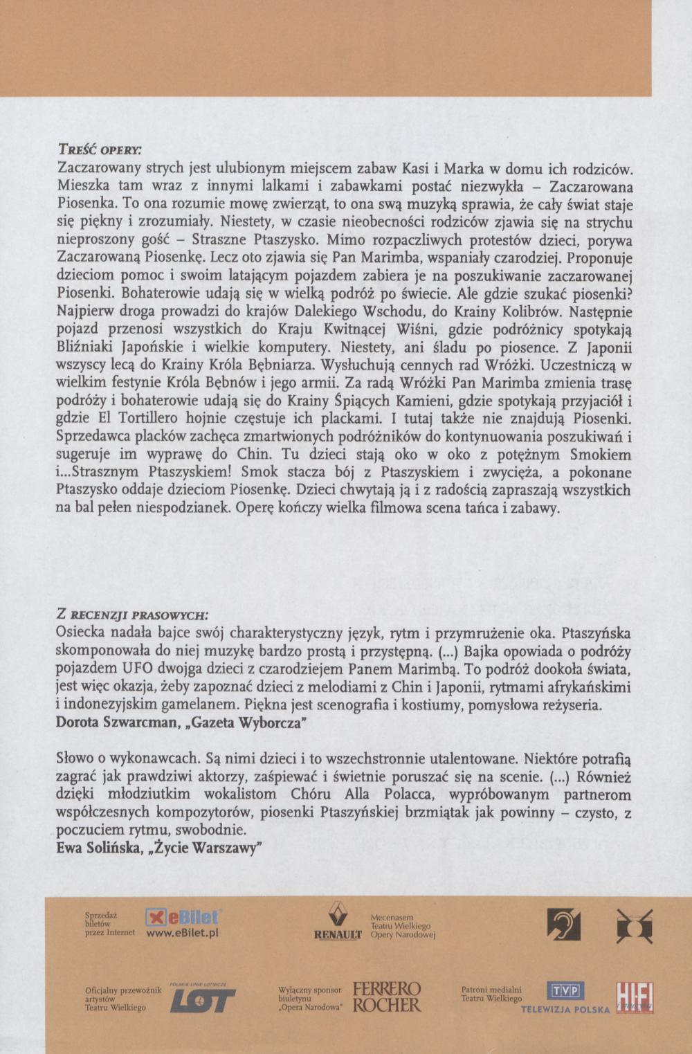 Treść opery „Pan Marimba” Marta Ptaszyńska 27-09-1998