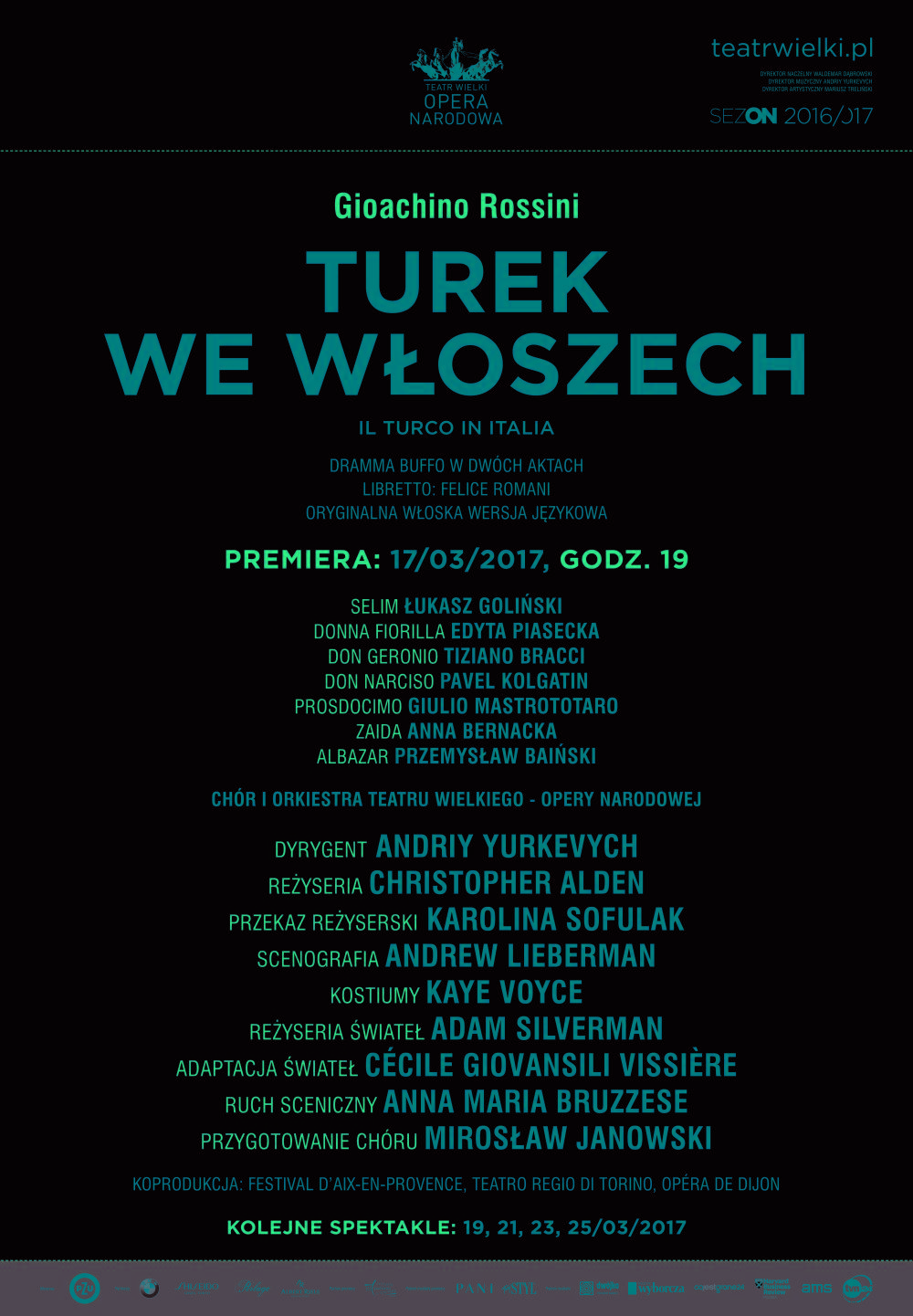 Afisz „Turek we Włoszech” Gioachino Rossini premiera 2017-03-17