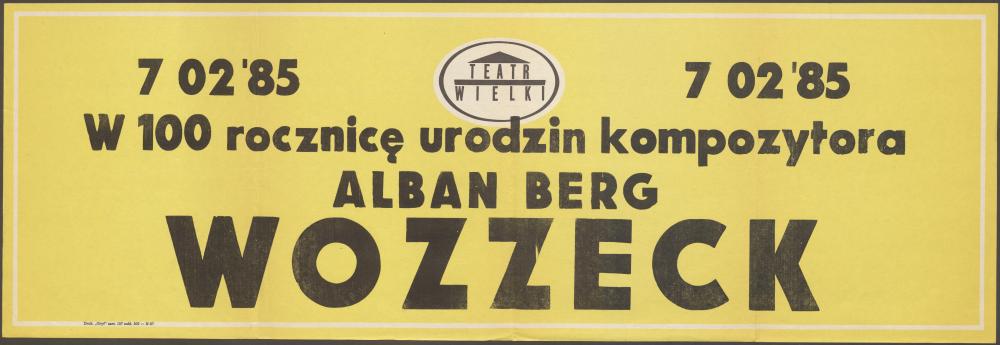 Sztrajfa. „Wozzeck” Alban Berg 07-02-1985 100. rocznica urodzin kompozytora