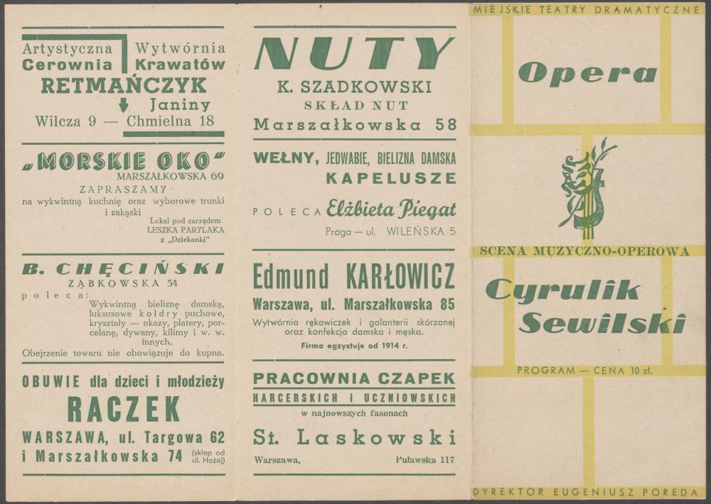 Program „Cyrulik Sewilski” Giaocchino Rossini 23-01-1946